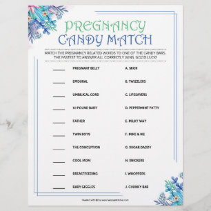 Pregnancy Candy Match [Blue Floral] Custom Letterhead