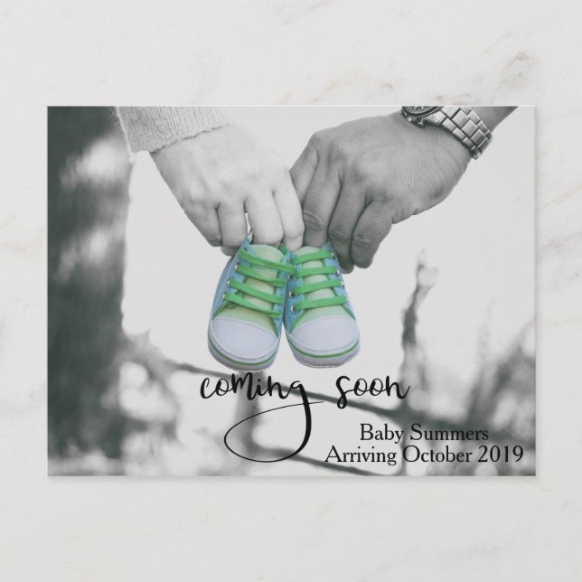 Pregnancy Child Coming Soon Announcement Shoes Postcard (Front)