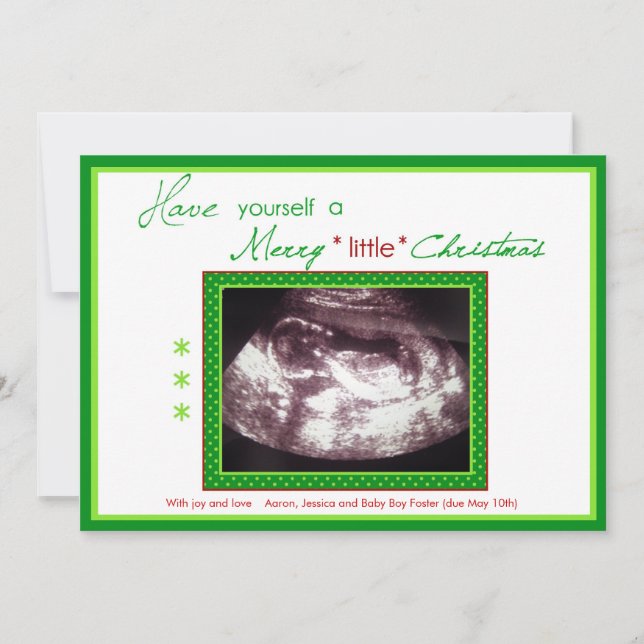 Pregnancy Christmas Card- Ultrasound Photo Holiday Card (Front)