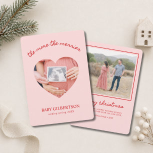 Pregnancy Christmas Pink Ultrasound Photo Holiday Card