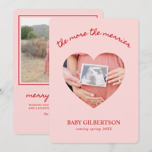Pregnancy Christmas Pink Ultrasound Photo Holiday Card