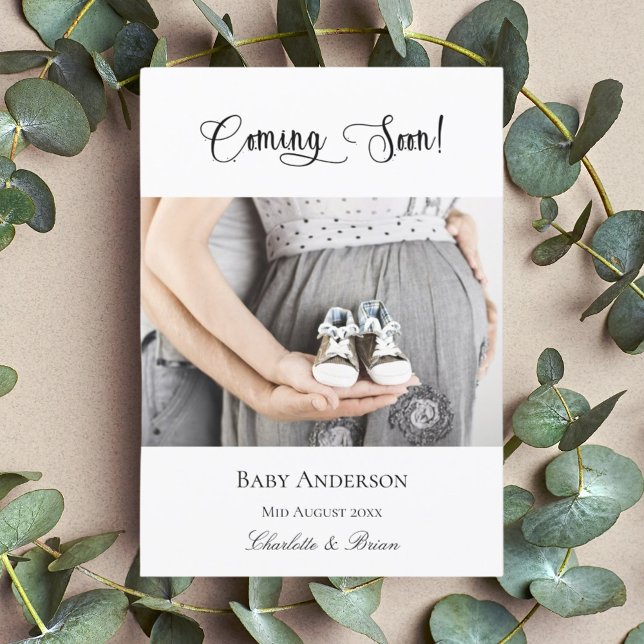 Pregnancy coming soon pregnant baby photo announcement (Creator Uploaded)