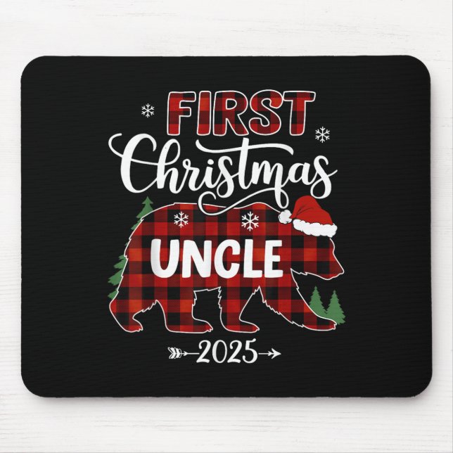 Pregnancy First Christmas Uncle Red Plaid Bear San Mouse Pad (Front)