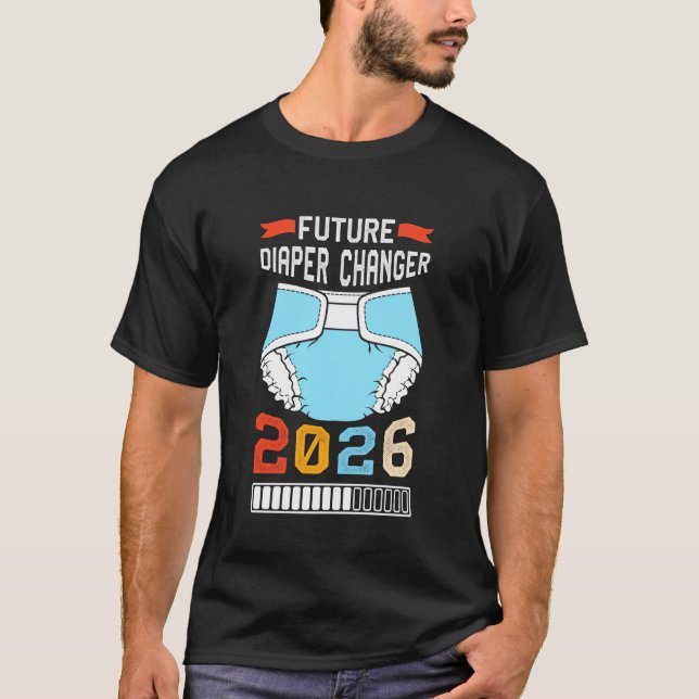 Pregnancy FUTURE DIAPER CHANGER Funny Soon to be M T-Shirt (Front)