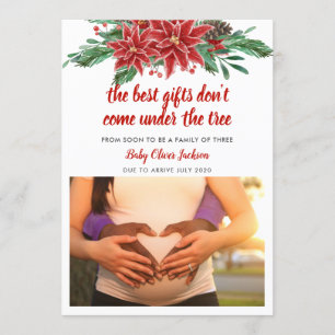 Pregnancy Holiday Announcement   Poinsettia Photo
