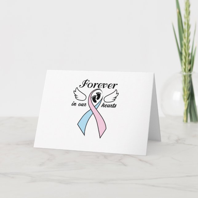 Pregnancy Infant Loss Awareness Forever In Hearts Card (Front)