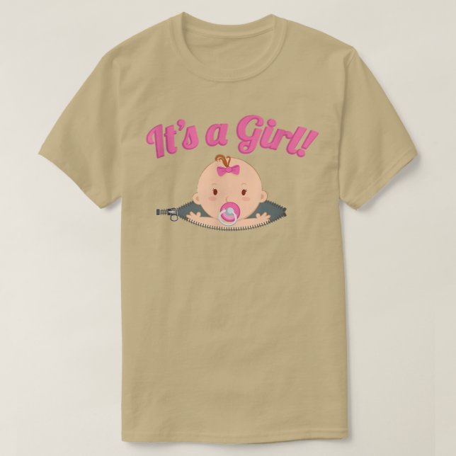 Pregnancy , It's A Girl Baby Peeking Out, Zany Bra T-Shirt (Design Front)