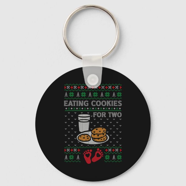 Pregnancy New Mom Baby Pregnant Christmas Matching Key Ring (Front)