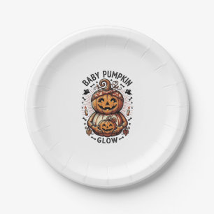 Pregnancy Pumpkin Shirt Vintage Halloween Belly De Paper Plate