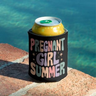 Pregnancy Reveal Pregnant Girl Summer Baby Shower  Can Cooler