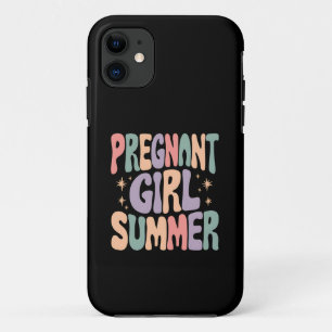 Pregnancy Reveal Pregnant Girl Summer Baby Shower Case-Mate iPhone Case