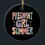 Pregnancy Reveal Pregnant Girl Summer Baby Shower  Ceramic Tree Decoration<br><div class="desc">Pregnancy Reveal Pregnant Girl Summer Baby Shower</div>