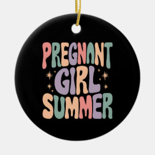 Pregnancy Reveal Pregnant Girl Summer Baby Shower Ceramic Tree Decoration