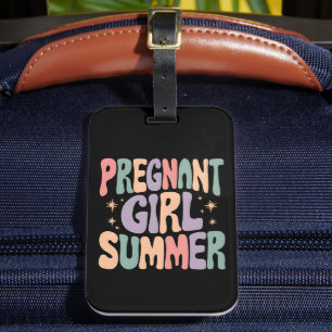 Pregnancy Reveal Pregnant Girl Summer Baby Shower Luggage Tag