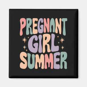 Pregnancy Reveal Pregnant Girl Summer Baby Shower  Magnet
