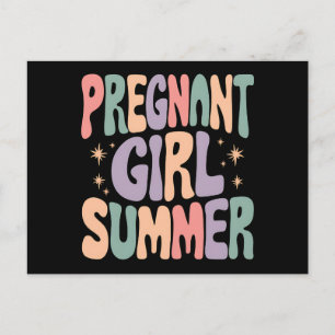 Pregnancy Reveal Pregnant Girl Summer Baby Shower  Postcard
