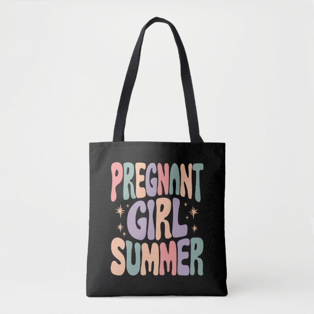 Pregnancy Reveal Pregnant Girl Summer Baby Shower  Tote Bag (Front)