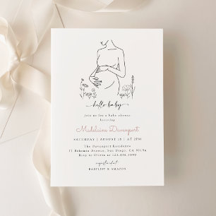 Pregnancy Silhouette Minimalist Baby Shower Invitation