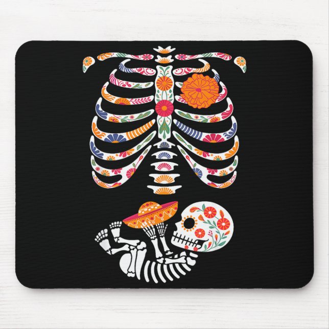 Pregnancy Skeleton Belly Day Of The Dead Dia De Lo Mouse Pad (Front)