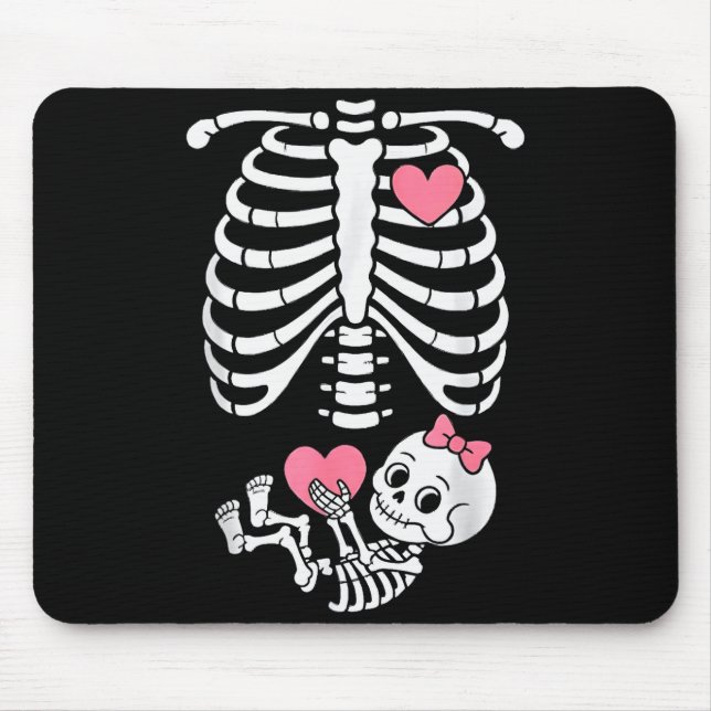 Pregnancy Skeleton Girl Baby Rib Cage Belly Bump H Mouse Pad (Front)