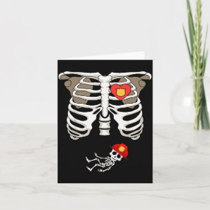 Pregnancy Skeleton Rib Funny Firefighter Bump Shir Card