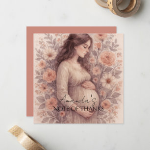 Pregnancy Thank You Card, White Pregnant Woman Card