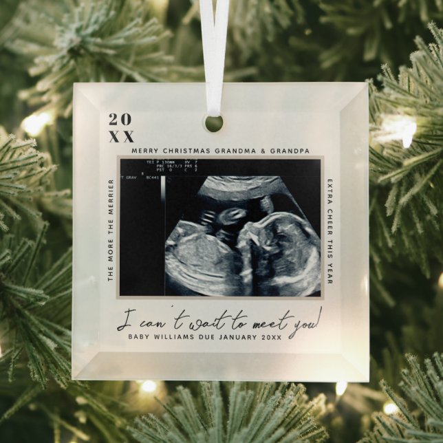 Pregnancy Ultrasound Photo | Merry Christmas Glass Tree Decoration (Insitu)