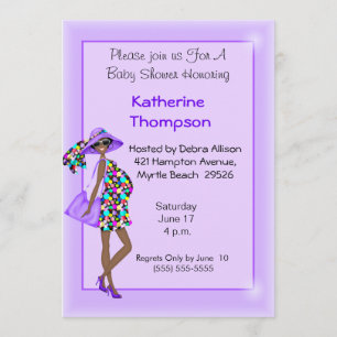 Pregnant African American Mum Baby Shower Invitation