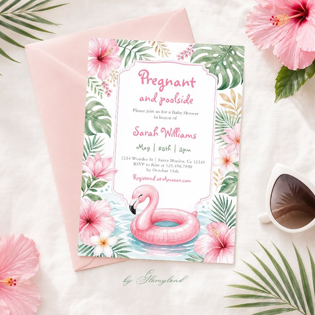 Pregnant and Poolside Baby Sprinkle Invitation (Creator Uploaded)