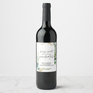 Pregnant Baby Pregnancy Announcement Grandparents  Wine Label