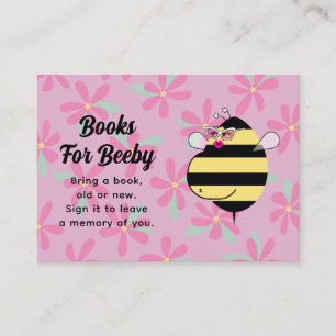 Pregnant Bee w/Glasses Pink Floral Books For Baby Enclosure Card