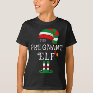 Pregnant Elf Family Christmas Matching Pyjamas Xma T-Shirt