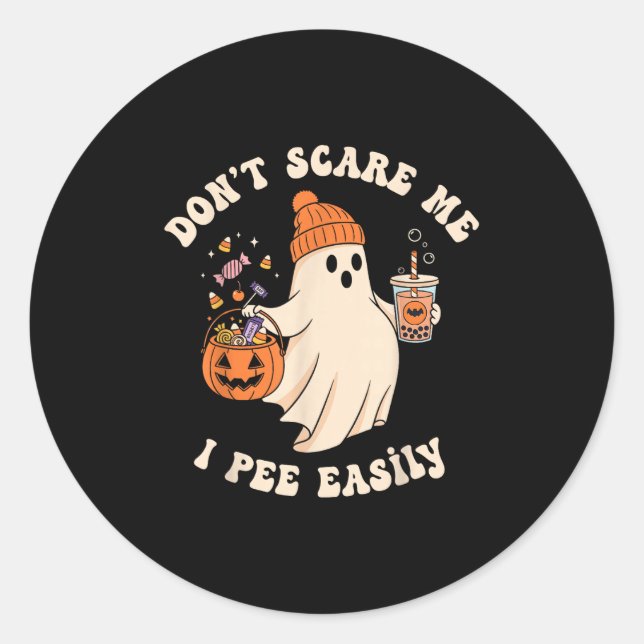 Pregnant Ghost Trick Or Treat Dress Lazy Halloween Classic Round Sticker (Front)