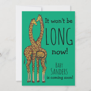 Pregnant Giraffe couple with customisable name Holiday Card
