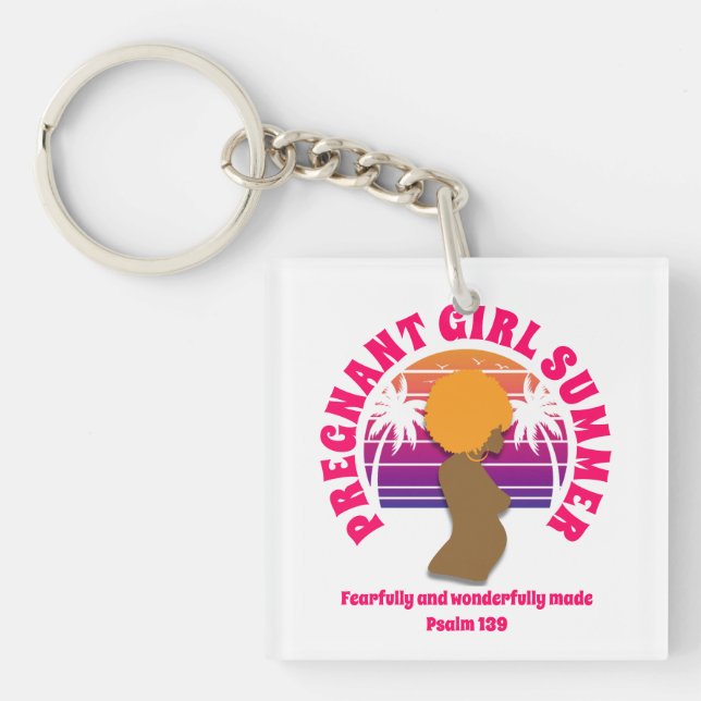 PREGNANT GIRL SUMMER Custom Christian Mum To Be Key Ring (Front)