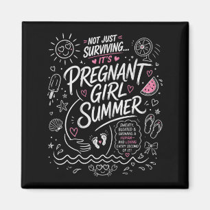Pregnant Girl Summer Funny Baby Announcement Cute Magnet