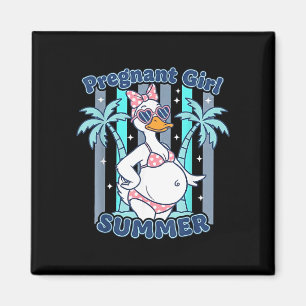 Pregnant girl summer funny baby announcement goose magnet