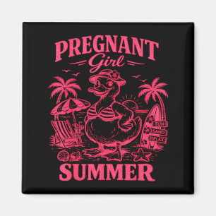 Pregnant Girl Summer Funny Baby Announcement Goose Magnet