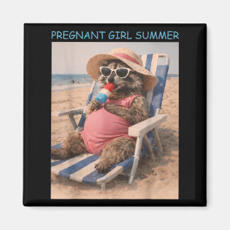 Pregnant Girl Summer Funny Baby Announcement Magnet