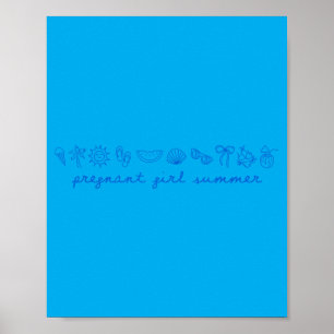 Pregnant Girl Summer Funny Baby Announcement Mum Poster