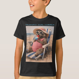 Pregnant Girl Summer Funny Baby Announcement T-Shirt