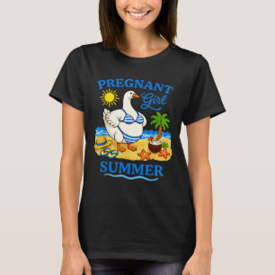Pregnant Girl Summer Funny Goose Beach Mum to Be T-Shirt