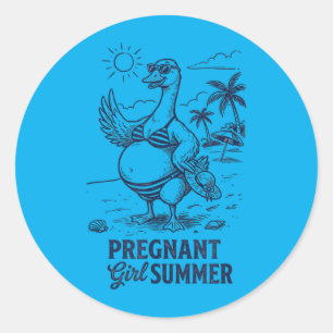 Pregnant Girl Summer Goose Classic Round Sticker