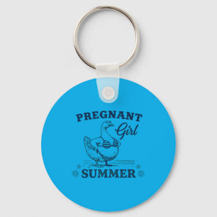 Pregnant Girl Summer Goose Funny Cute Key Ring