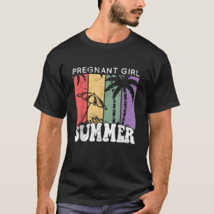 Pregnant Girl Summer Pregnancy Reveal Baby Announc T-Shirt