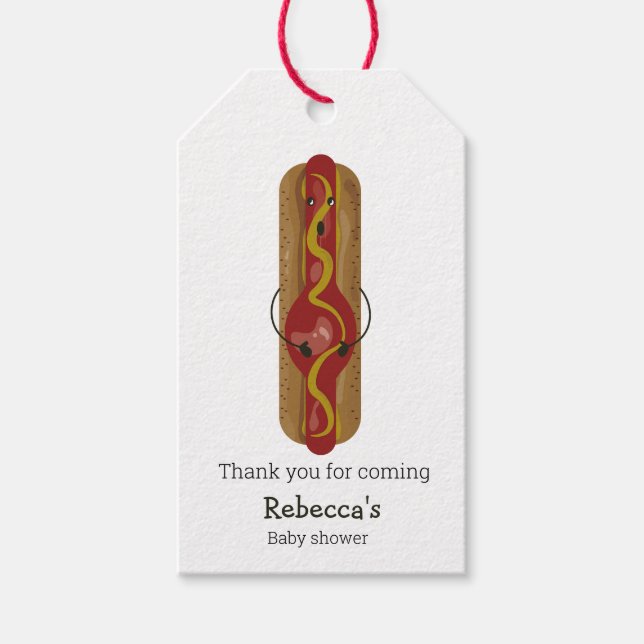 Pregnant hot dog baby shower Gift Tag (Front)