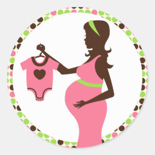 Pregnant Lady and Baby Clothes Envelope Seals