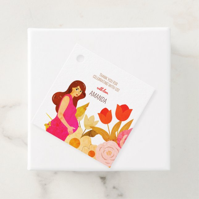 Pregnant Mum Baby Shower Favour Tags (In Situ)
