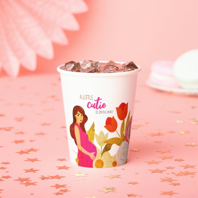 Pregnant Mum Baby Shower Paper Cups (Insitu)