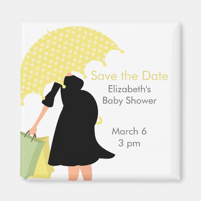 Pregnant Mum Baby Shower {yellow} Magnet (Front)